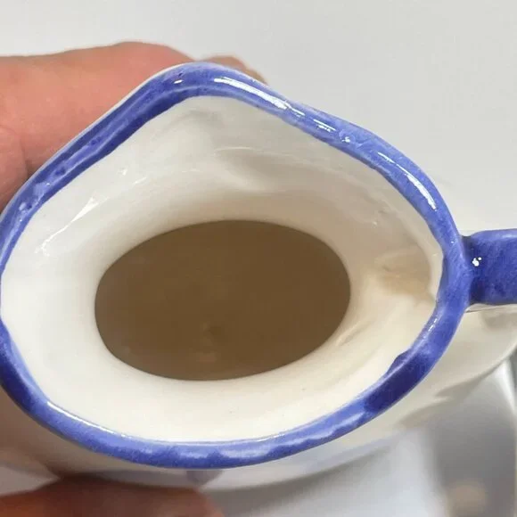 Left-Handed Ceramic Pitcher With Blue & White Nautical Design 5